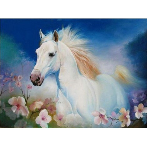 White Horse 5D DIY Paint By Diamond Kit