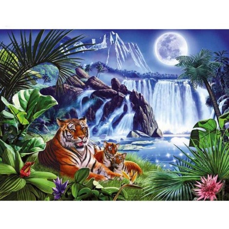 Tiger & Falls 5D DIY Paint By Diamond Kit