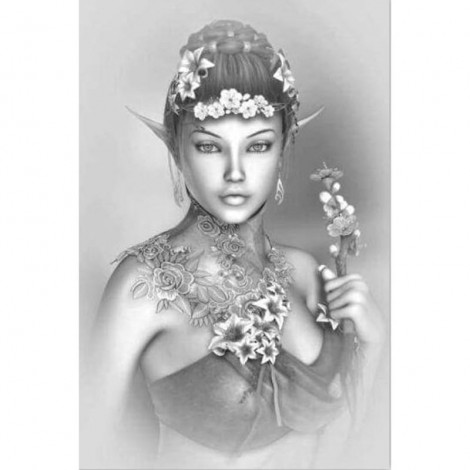 Black & White Painting Of Woman 5D DIY Paint By Diamond Kit