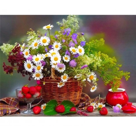 Basket Of Flowers 5D DIY Paint By Diamond Kit