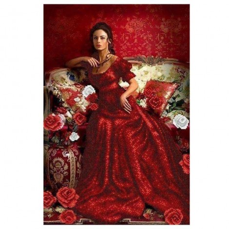 Woman In Red 5D DIY Paint By Diamond Kit