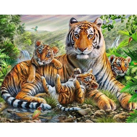 Tiger Family 5D DIY Paint By Diamond Kit