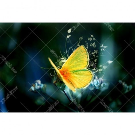 Yellow Butterfly 5D DIY Paint By Diamond Kit
