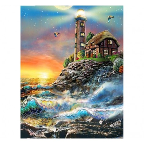 Watch Tower by the Sea 5D DIY Paint By Diamond Kit