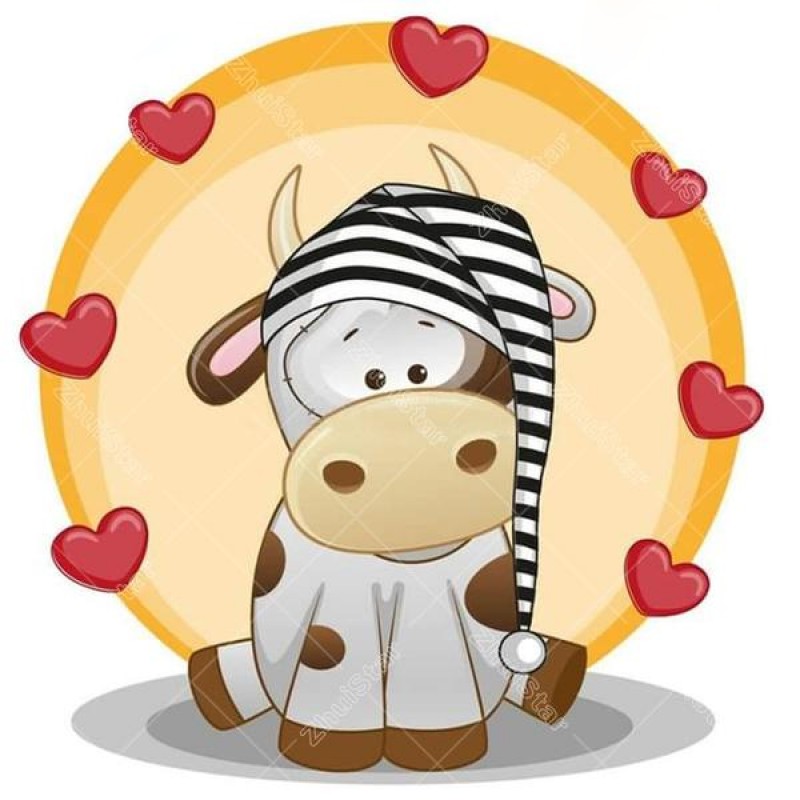 Cartoon Heart Hat Cow 5D ...