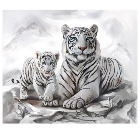 White Tiger 5D DIY Paint By Diamond Kit