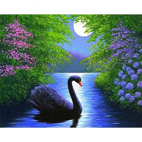 Black Swan in Moonlight 5D DIY Paint By Diamond Kit