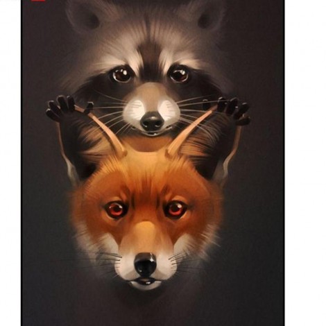 Wolf & Raccoon 5D DIY Paint By Diamond Kit