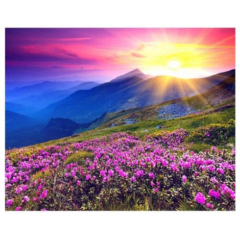Sunrise in Flower Valley 5D DIY Paint By Diamond Kit