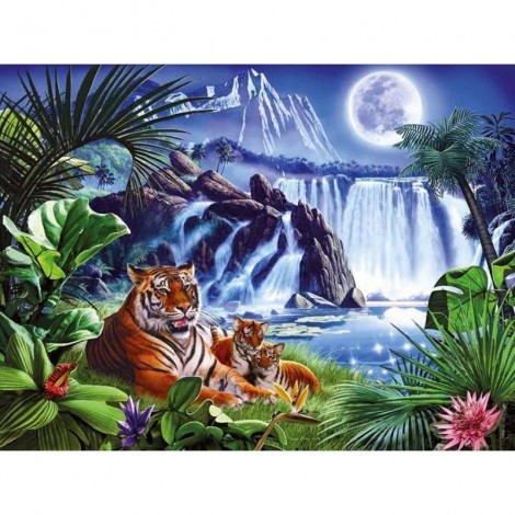 Waterfall Tiger 5D DIY Paint By Diamond Kit