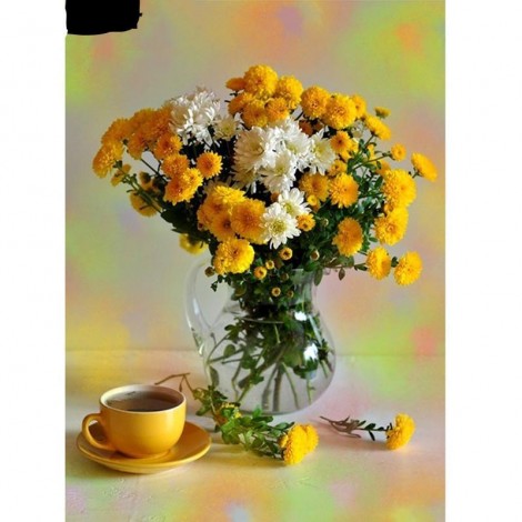 Yellow Flower Vase 5D DIY Paint By Diamond Kit