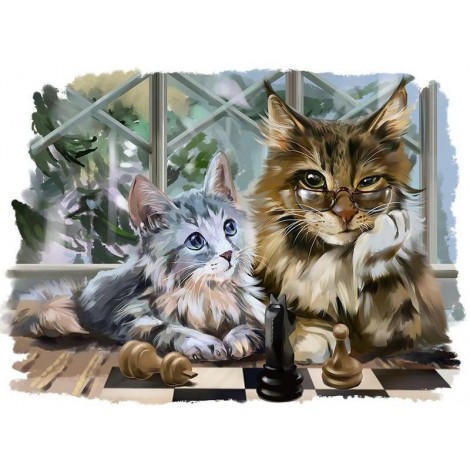 Two Cute Cats 5D DIY Paint By Diamond Kit