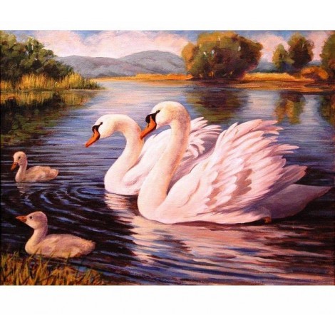 Beautiful Swan Swimming 5D DIY Paint By Diamond Kit