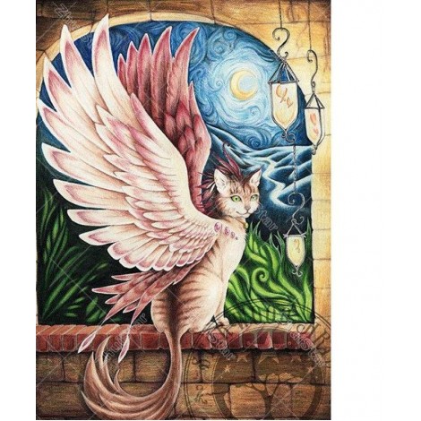 Winged Cat 5D DIY Paint By Diamond Kit