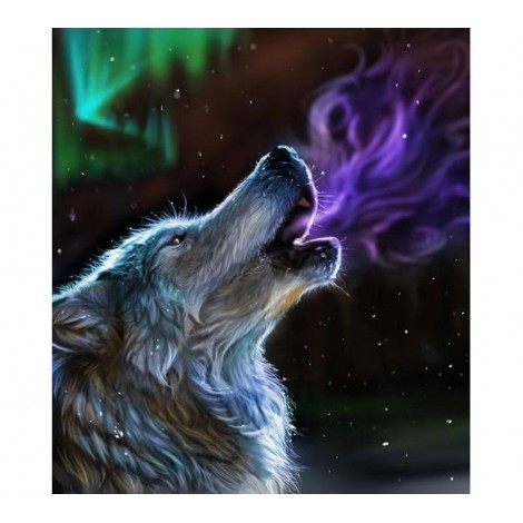 Cartoon Wolf & Stars 5D DIY Paint By Diamond Kit