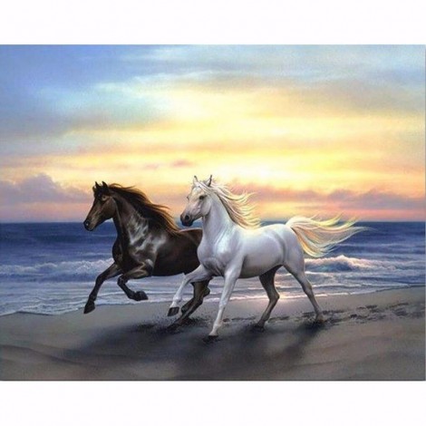 Two Beautiful Horses 5D DIY Paint By Diamond Kit