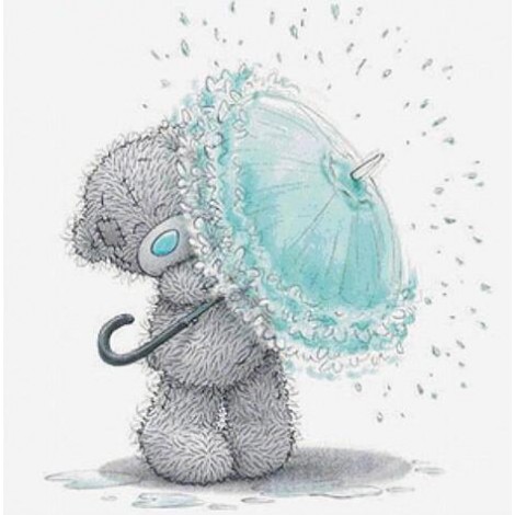 Cartoon Bear with Umbrella 5D DIY Paint By Diamond Kit