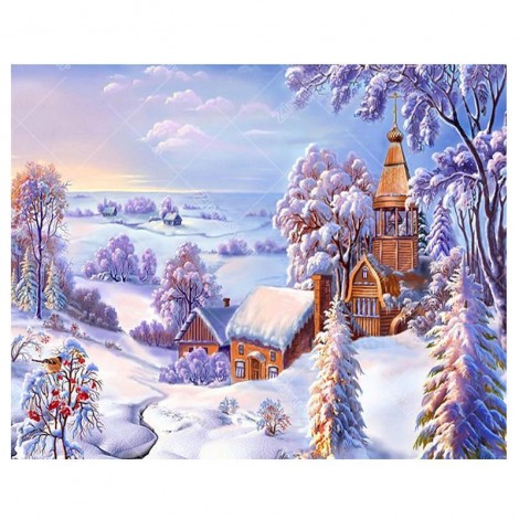 Snowy Village 5D DIY Paint By Diamond Kit