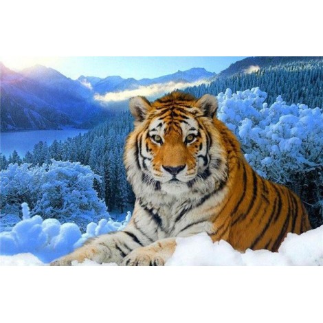 Snow Tiger 5D DIY Paint By Diamond Kit