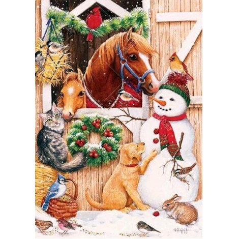 Snowman & Animals 5D DIY Paint By Diamond Kit