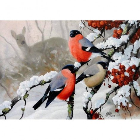 Snow & Birds 5D DIY Paint By Diamond Kit