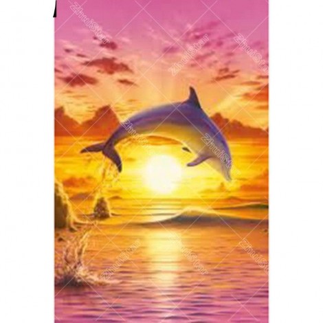 Sunset Dolphin 5D DIY Paint By Diamond Kit