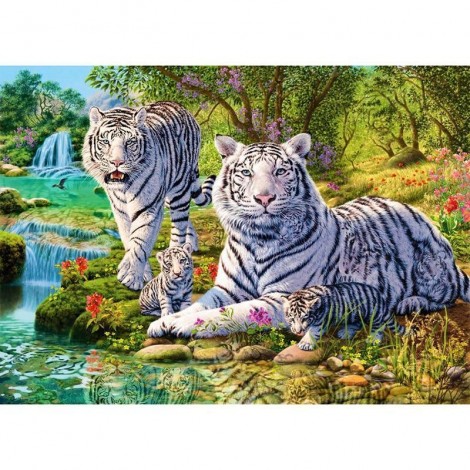 The Stream Of White Tiger 5D DIY Paint By Diamond Kit