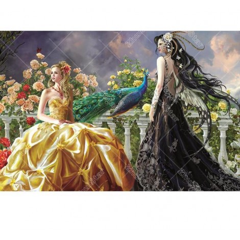 Women & Peacock 5D DIY Paint By Diamond Kit