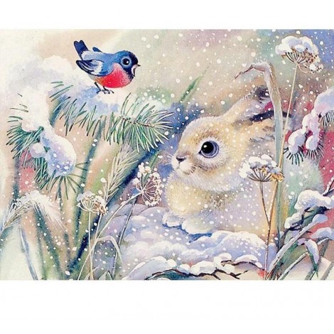 Rabbit in Snow 5D DIY Paint By Diamond Kit