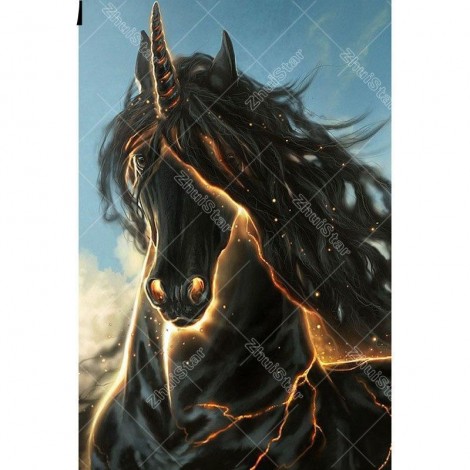 Black Unicorn 5D DIY Paint By Diamond Kit