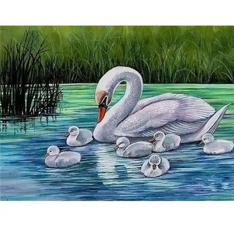 Swan Family 5D DIY Paint By Diamond Kit