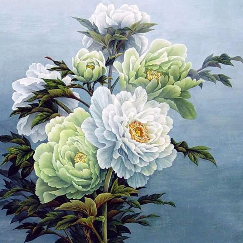 White Flowers 5D DIY...