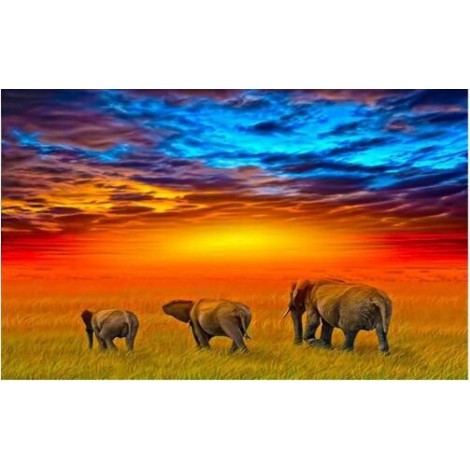 Sunset Animals 5D DIY Paint By Diamond Kit