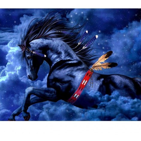 Black Horse 5D DIY Paint By Diamond Kit
