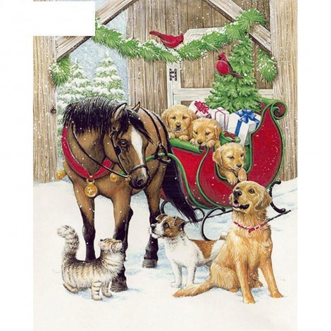 Animals Delivery Christmas Gifts 5D DIY Paint By Diamond Kit