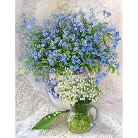 Blue Peonies 5D DIY Paint By Diamond Kit