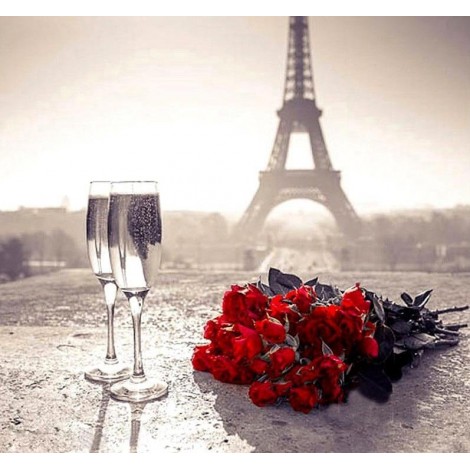 Eiffel Tower & Wine 5D DIY Paint By Diamond Kit