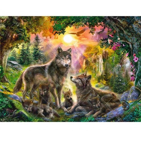Wolf Family 5D DIY Paint By Diamond Kit