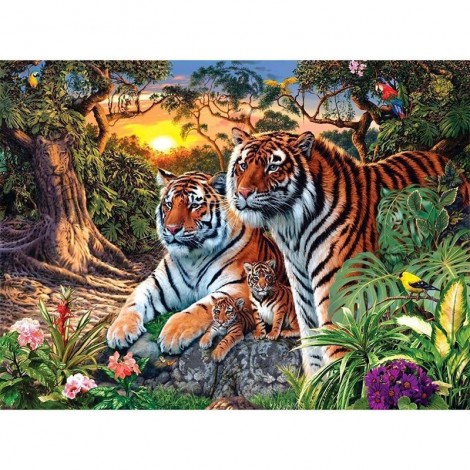 Tiger family 5D DIY Paint By Diamond Kit