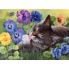 Cat and Flowers 5D DIY Paint By Diamond Kit