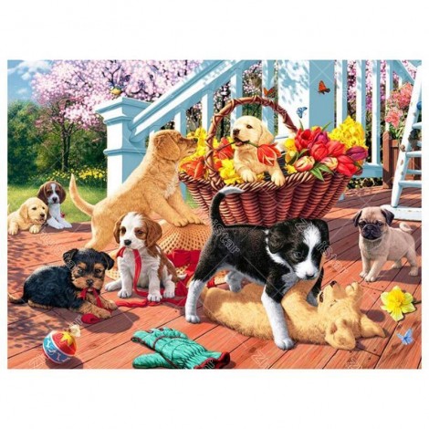 Dog Playing 5D DIY Paint By Diamond Kit