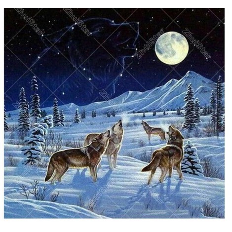 Wolf In The Snow 5D DIY Paint By Diamond Kit