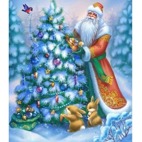 Santa Claus & The Christmas Tree 5D DIY Paint By Diamond Kit