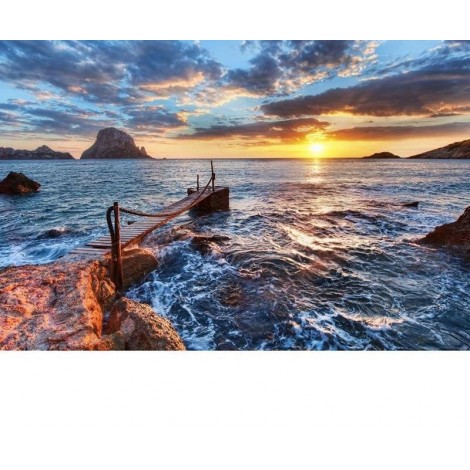 Small Bridge Sea View 5D DIY Paint By Diamond Kit