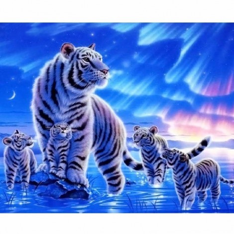 Tiger Family  5D DIY Paint By Diamond Kit