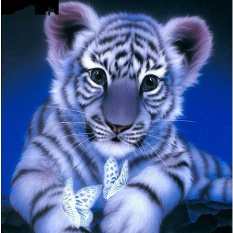 White Tiger Cub 5D DIY Paint By Diamond Kit