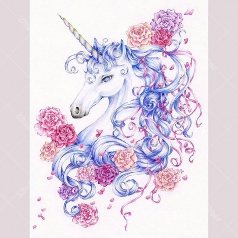 Flowers & Unicorn 5D DIY Paint By Diamond Kit