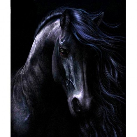 Black Horse 5D DIY Paint By Diamond Kit