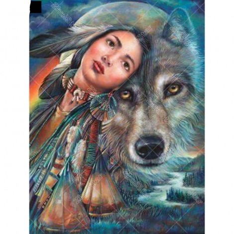 Beauty and wolf 5D DIY Paint By Diamond Kit