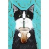 Cat Sipping Coffee 5D DIY Paint By Diamond Kit